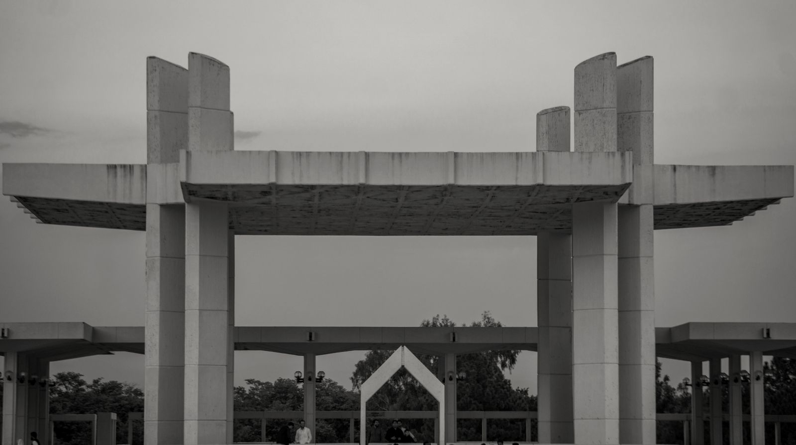 Gateway of Faisal Mosque, Islamabad, at dusk